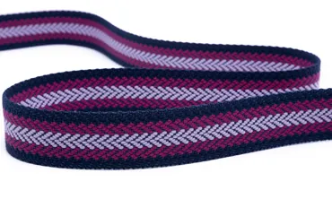 Gewobenes Band 40 mm - Herringbone Navy Fuchsia Helllila