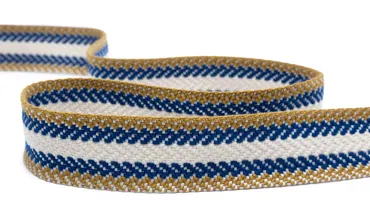Gewobenes Band 40 mm - Herringbone Senf Royal Ecru
