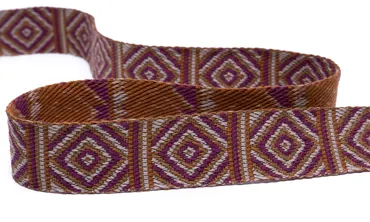 Gewobenes Band 40 mm - Rhombus Beere Senf Beige