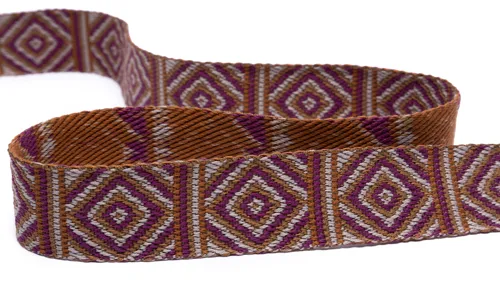 Gewobenes Band 40 mm Rhombus Beere Senf Beige 49-040-321010.jpg