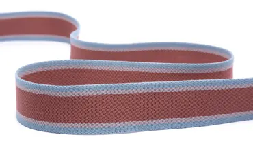 Taschenband 40 mm - Blockstreifen Marsala Puder Hellblau