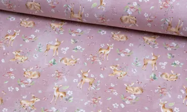 French Terry Fräulein von Julie - süsses Rehkitz Altrosa