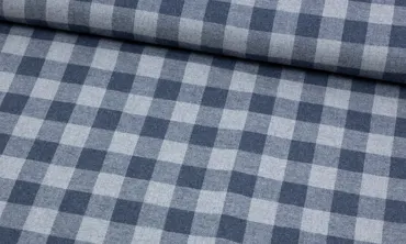 Flanell Karos XL - Grau Jeansblau