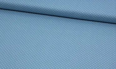 Baumwolle feine Punkte - Dunstblau Weiss