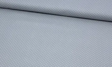 Baumwolle feine Punkte - Hellgrau Weiss