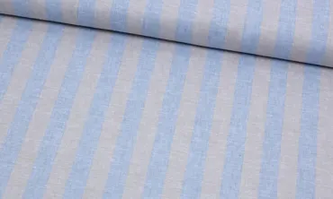 Leinen Baumwoll Mix - Blockstreifen Blau Natur