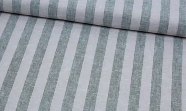 Leinen Baumwoll Mix - Blockstreifen Khaki Natur