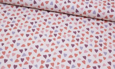 Jersey - Herzen gemischt Ecru