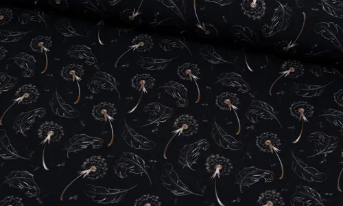 French Terry Fräulein von Julie Pusteblumen - Federn Schwarz 10-003-201002.jpg