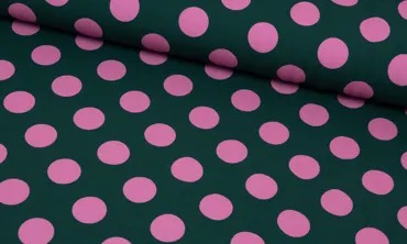 French Terry Fräulein von Julie - Big Dots Petrol Rosa