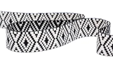 Gewobenes Band 40 mm - Rhombus Schwarz Natur