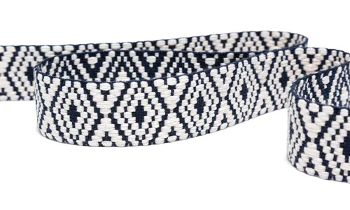 Gewobenes Band 40 mm Rhombus Navy Natur 49-040-322002.jpg