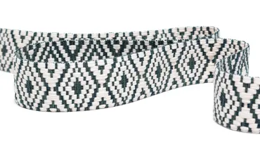 Gewobenes Band 40 mm - Rhombus Piniengrün Natur