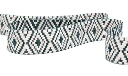Gewobenes Band 40 mm Rhombus Piniengrün Natur 49-040-322003.jpg