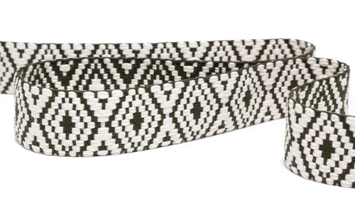 Gewobenes Band 40 mm Rhombus Olive Natur 49-040-322006.jpg