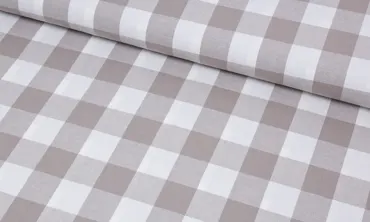 Flanell grosse Karos - Weiss Taupe