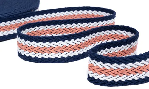 Gewobenes Band 40 mm Herringbone Navy Ecru Lachs 49-040-331008.jpg
