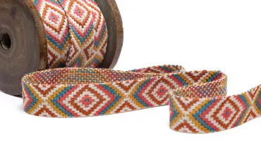 Gewobenes Band 18 mm - Rhombus Beige Petrol Coral