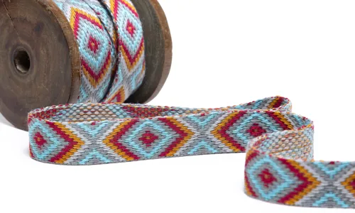 Gewobenes Band 18 mm Rhombus Grau Fuchsia Hellblau 49-018-322002.jpg