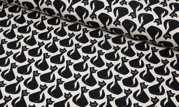 French Terry Brushed - Black Cat Natur