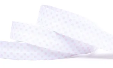 Schrägband 18 mm - Weiss mit zartrosa Punkten