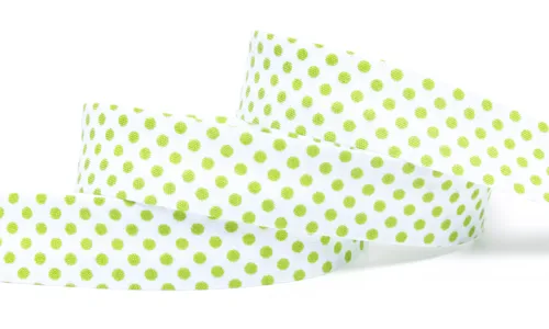 Schrägband 18mm Weiss mit hellgrünen Punkten 41-010-018456-2.jpg