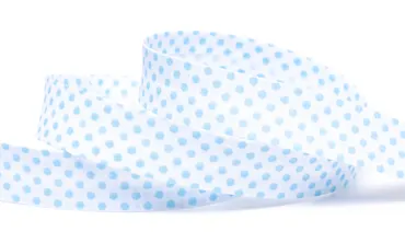 Schrägband 18 mm - Weiss mit hellblauen Punkten