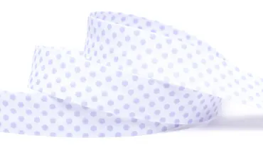 Schrägband 18 mm - Weiss mit helllila Punkten