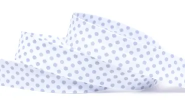 Schrägband 18 mm - Weiss mit hellgrauen Punkten