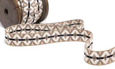 Gewobenes Band 20 mm - Aztec Ecru Taupe Beige Schwarz
