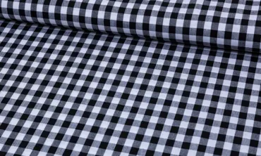 Baumwollstoff Karo 1 cm - Schwarz