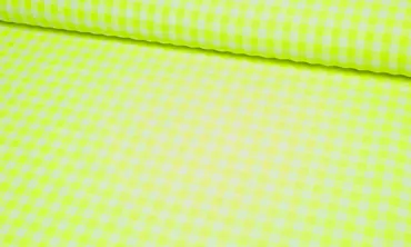 Seersucker Baumwollmix Karos - Neon Gelb Weiss