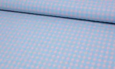 Seersucker Baumwollmix Karos - Hellblau Rosa