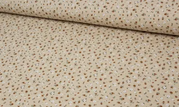 Jersey Stoff Meterware - Tiny Flowers Beige