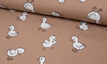 French Terry Stoff - Sommersweat Happy Ducks Nude