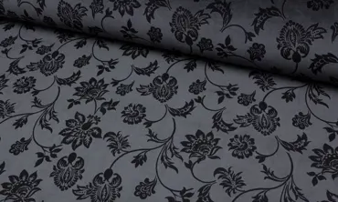 Nicky Plüsch Stoff gemustert - Floral Dunkelgrau