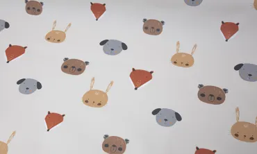 Regenjackenstoff - süsse Tiere Hellbeige