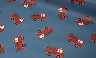 Regenjackenstoff - Feuerwehrwagen Jeansblau