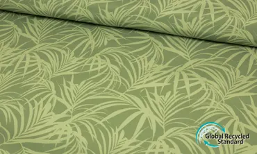 Badeanzugstoff nicht elastisch - Palmblätter Olive