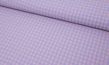 Seersucker Baumwollmix Karos - Helllila Puder