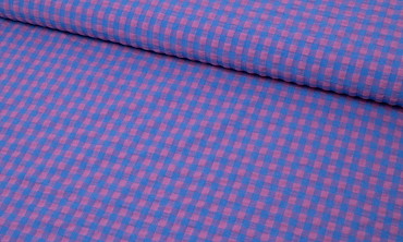 Seersucker Baumwollmix Karos - Royal Altpink