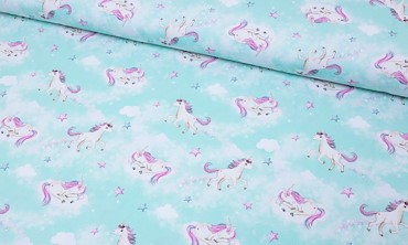 Jersey Stoff Meterware - zauberhaftes Einhorn Mint