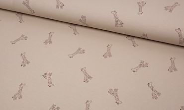 Jersey Stoff Meterware - Kleine Giraffen Hellbeige