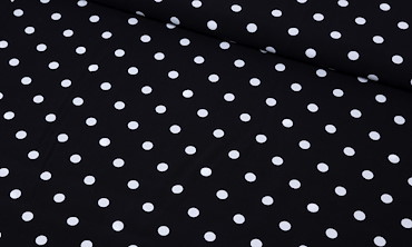 Viskose Stoff - Polka Dots Schwarz Weiss