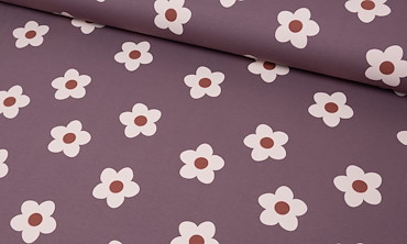 French Terry Stoff - Daisy Love Mauve