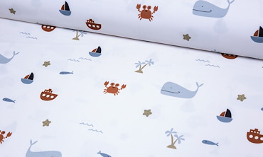 Badelycra Stoff - Ocean Friends Weiss