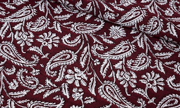 Jacquard Paisley gekreppt - Dunkelrot