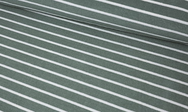 Strickfrottee - Streifen Sage Weiss