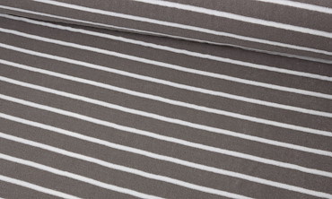 Strickfrottee - Streifen Taupe Weiss